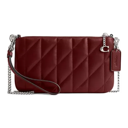 COACH Pouch Nappa Leather Clutch Small Size Women's Burgundy