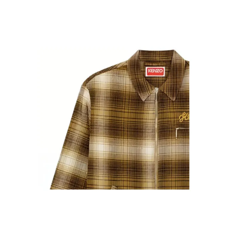 KENZO Plaid check Cotton Shirt Jacket-5