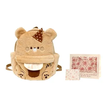 Rainbow Girl Plush Backpack Regular Women's Khaki/Black/Gray
