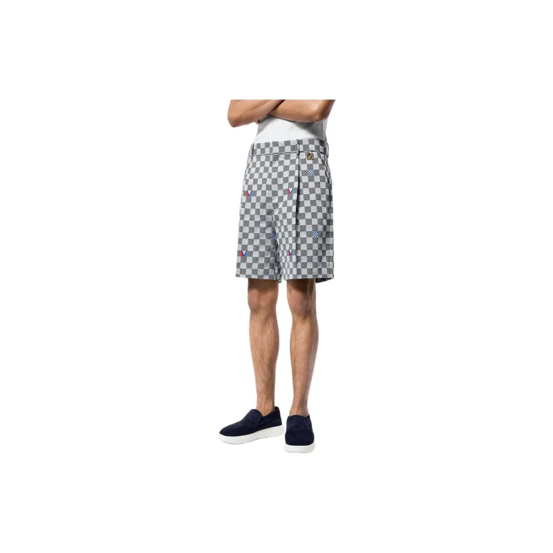 LOUIS VUITTON Damier Cotton Tailored Shorts-4