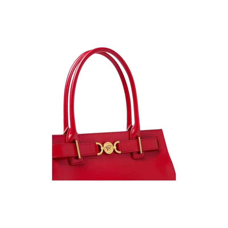 VERSACE Medusa '95 Cow Leather Tote Bag Shopping Bag Shoulder Bag Crossbody Bag Handbag Medium Size Women's Red-3