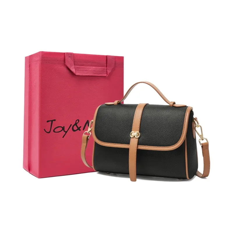 Joy&Mario Cow Leather Good Looking Texture Niche Design Practical Casual Small Size Women's Ecru/Classic Black-4