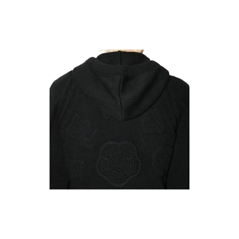 KENZO Hand Embroidered Cable Knitted Hoodie-5