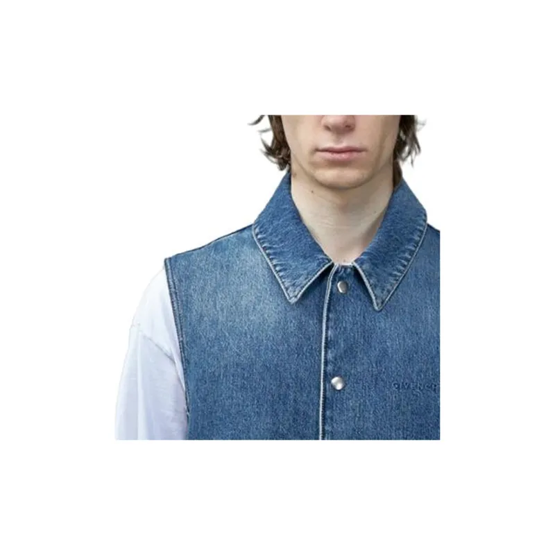 Givenchy Logo Embroidered Denim Vest-4
