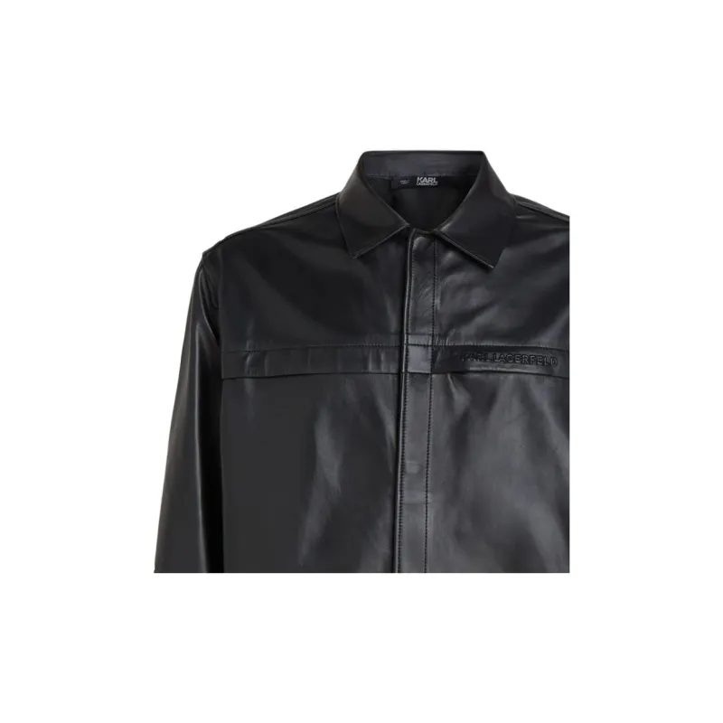 Karl Lagerfeld Leather Pocket Button up Shirt-5