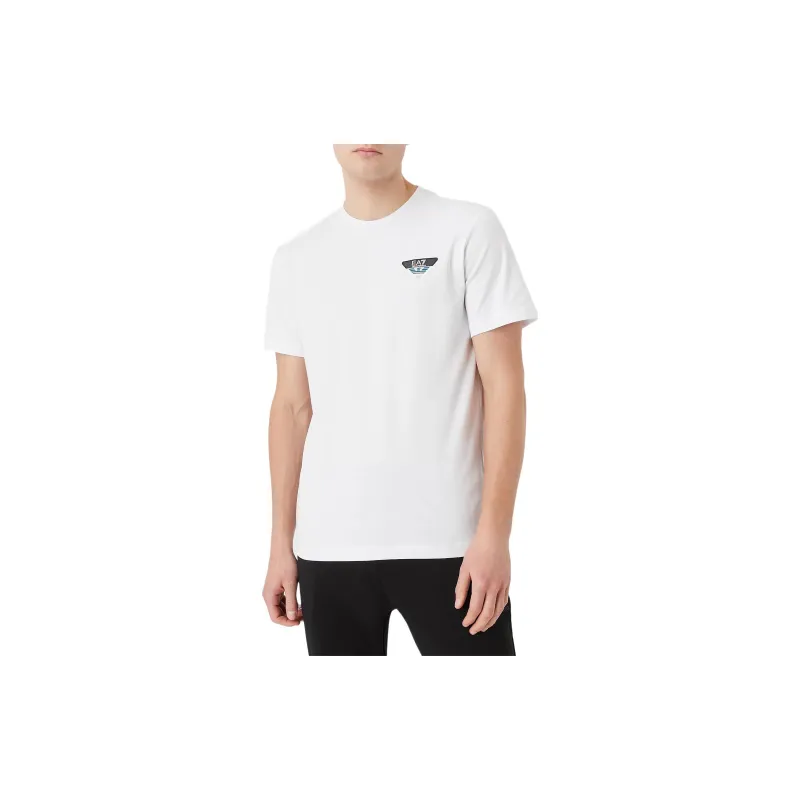 EMPORIO ARMANI Letter Logo Print Crew Neck Short Sleeved T Shirt T Shirt Men's White-3