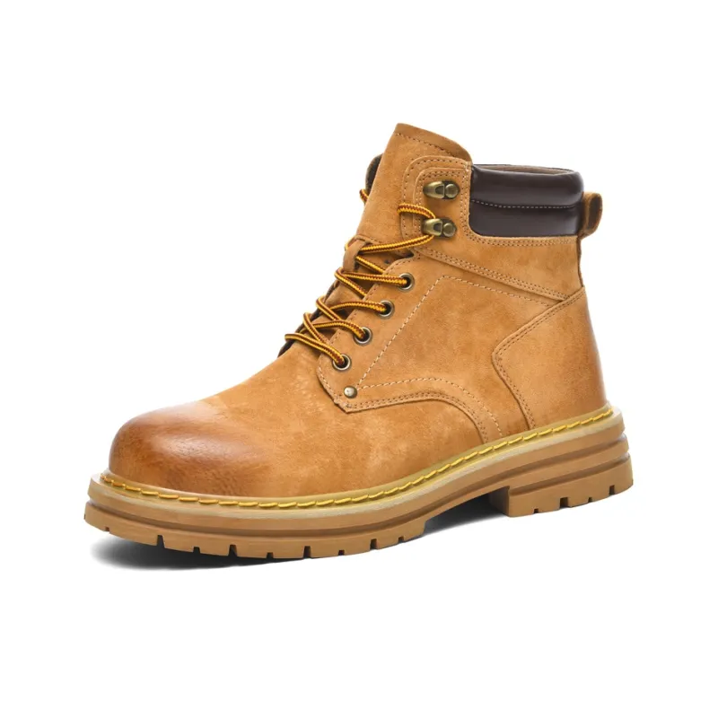 LONSDALE Height Increasing Abrasion Resistant Slip Resistant Mid Top Pigskin, Casual Versatile Martin Boots Unisex-0