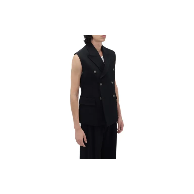 AMIRI Double-Breasted Sleeveless Blazer Jackets Coats Men's Black-5
