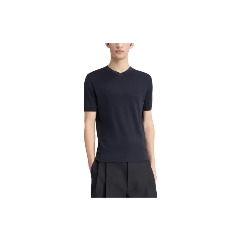 Jacquemus Embroidered V Neck T Shirt-1