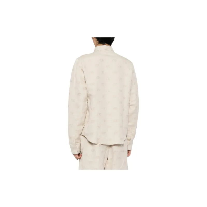 OFF WHITE Logo jacquard Cotton linen Shirt-2