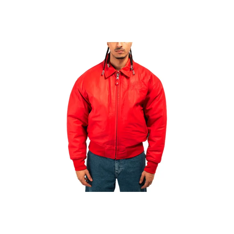Schott N.Y.C. x One Block Down SS24 Leather Jacket Unisex Red-3