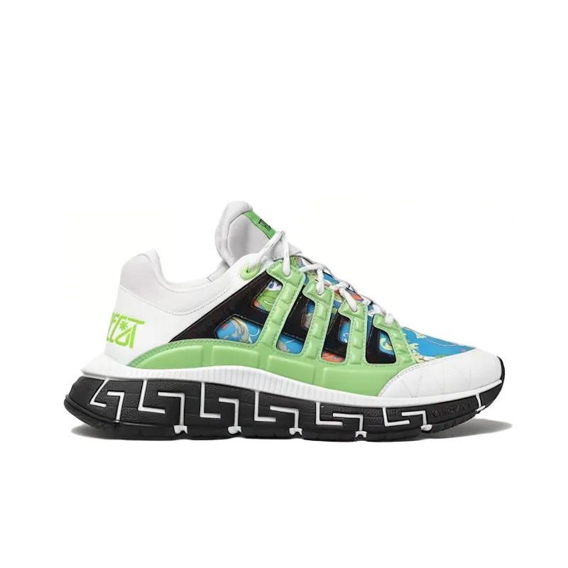 VERSACE Trigreca Cushioning, Slip Resistant, Abrasion Resistant Coverage Low Top Casual Shoes Men's Blue Green-1