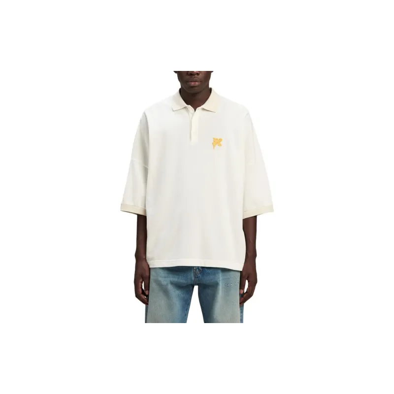 PALM ANGELS Logo Printed Drop Shoulder Polo Shirt-1