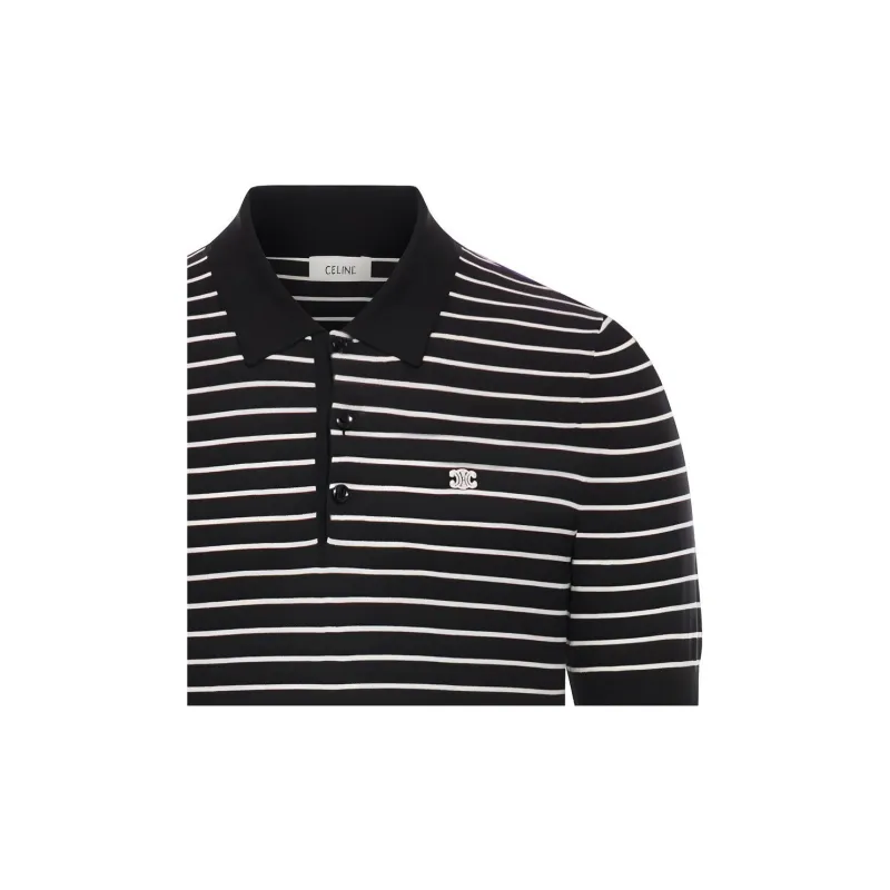 CELINE Triomphe Striped Fine Polo-6