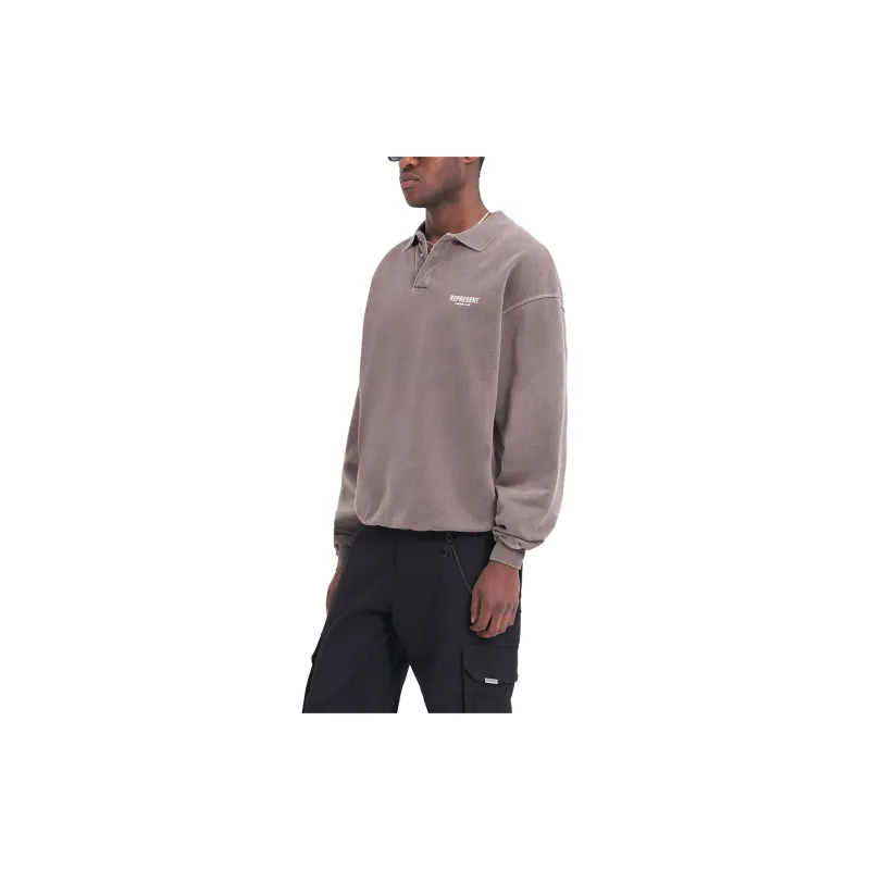 REPRESENT Owners Club Long Sleeve Polo Sweater-7