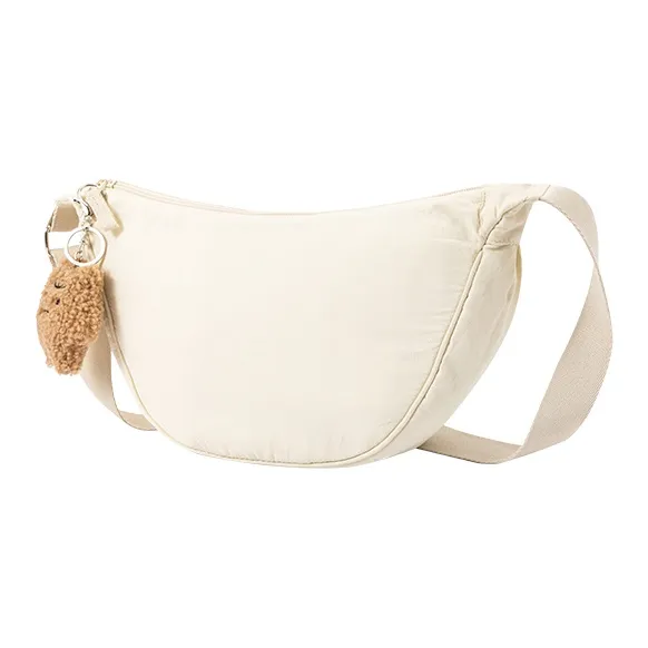 SEM/R Nylon Shoulder Bag Crossbody Bag Medium Size Women's Milk White/Black-1