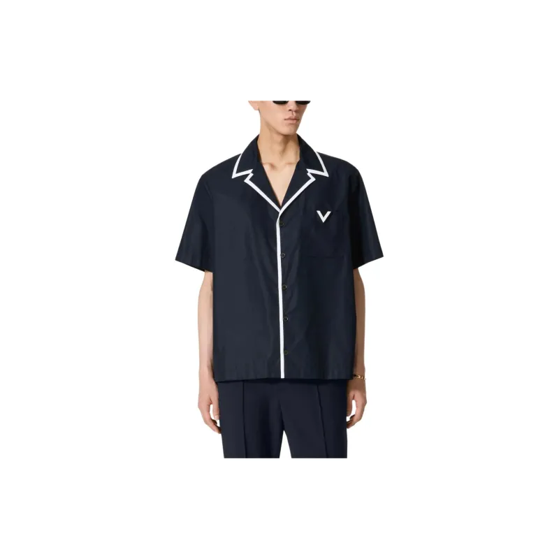 Valentino V-Detailed Straight Hem Bowling Shirt-2