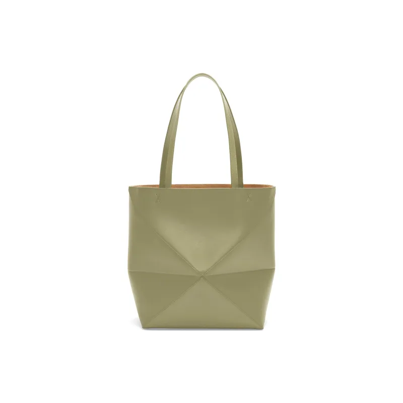 LOEWE Shiny Cow Leather Tote Bag, Shopping Bag, Handbag, Shoulder Bag Medium Size Women's Eucalyptus Green-3