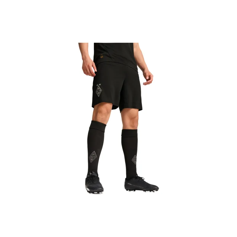 PUMA Borussia Mönchengladbach SS24 Soccer Bottoms Men's Black Gray Color-2