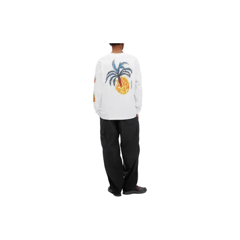 Thisisneverthat SS24 Burning Palm Tree L/S Tee T Shirt Unisex White-5