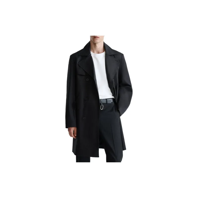 ZARA Trench Coats Men Black-2
