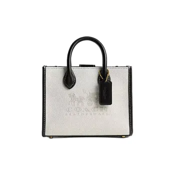 COACH Ace Canvas With Refined Leather Shoulder Bag, Crossbody Bag, Handbag Trumpets Women's White & Black
