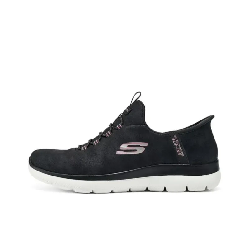 Skechers Sport Anti Slip Wear Resistant Low Top Casual Shoes Women's Black Pink-0