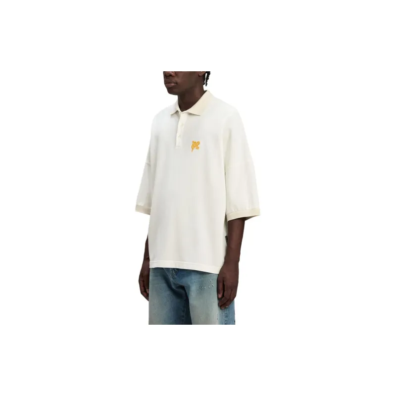 PALM ANGELS Logo Printed Drop Shoulder Polo Shirt-3