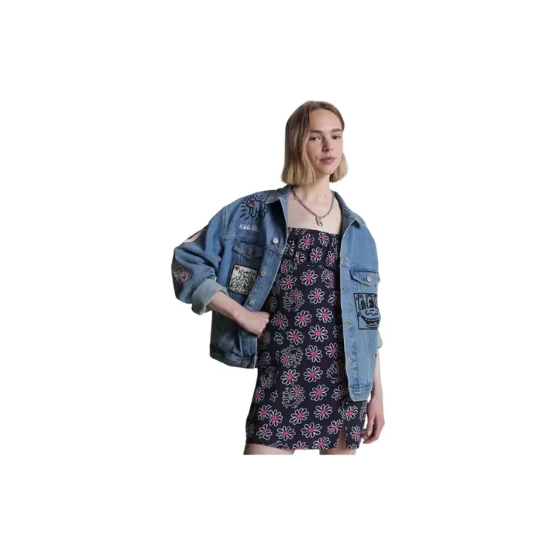 Keith Haring X Tommy Hilfiger TOMMY JEANS X Keith Haring Co branded Series Denim Jackets Unisex Denim Blue 1A4-2