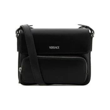 VERSACE Leather Messenger Bag