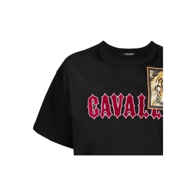 Roberto Cavalli Tiger Patch Logo lettering T shirt-5