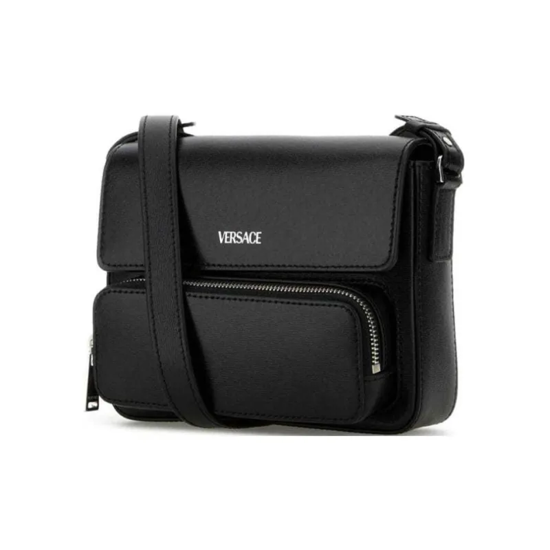 VERSACE Leather Messenger Bag-1