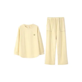 Aannsfam Pajama Set Women's Crescent Yellow