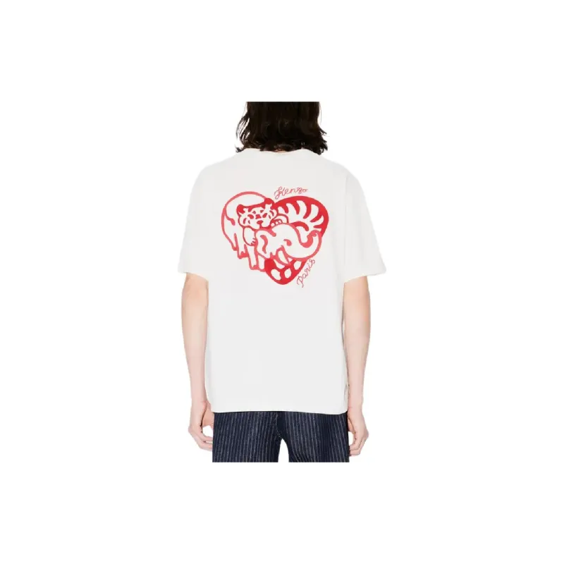 KENZO Heart Embroidered Oversized T Shirt-4