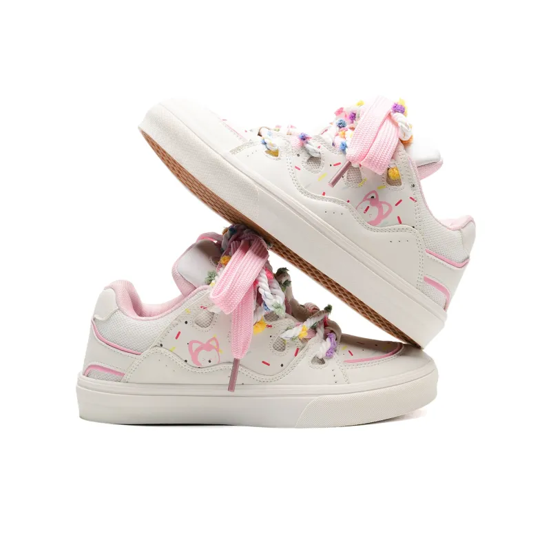ALI THE FOX Anti-Slip Wear-Resistant Lightweight Breathable Low-Top Skateboard Shoes Women's Cherry Blossom Pink-3