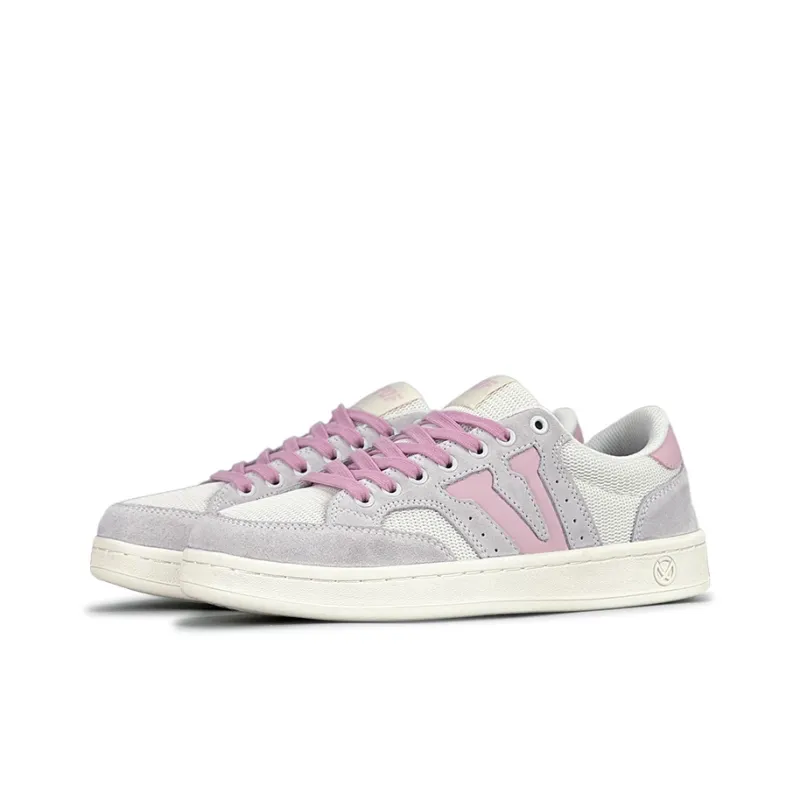 VFDF Anti Slip And Wear Resistant Breathable Low Top Skateboard Shoes Women's Beige Gray Pink-3