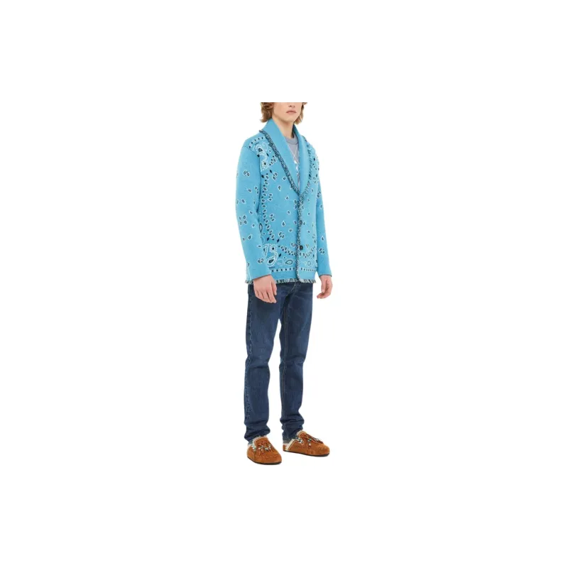 Alanui Bandana Jacquard Fringed Buttoned Cardigan-4