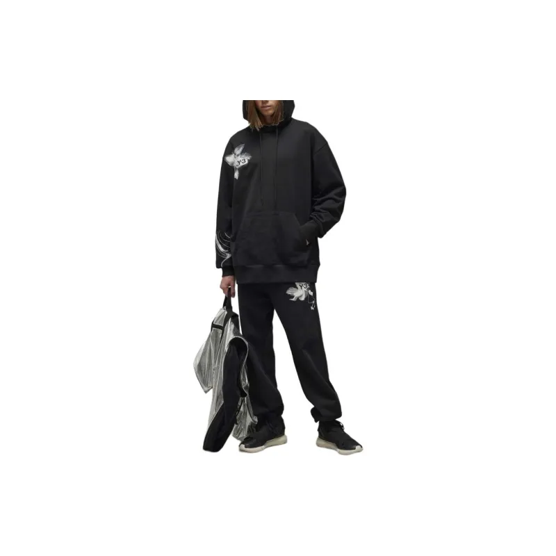 Y 3 Logo Printed Drawstring Hoodie-4