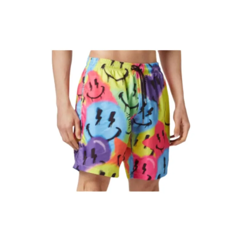 PHILIPP PLEIN Smiley Face Printed Drawstring Swim Trunks-1