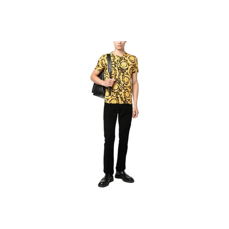 VERSACE Baroque print Crew Neck T shirt-1