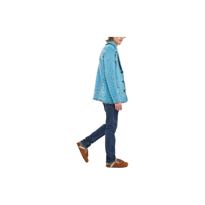 Alanui Bandana Jacquard Fringed Buttoned Cardigan-5