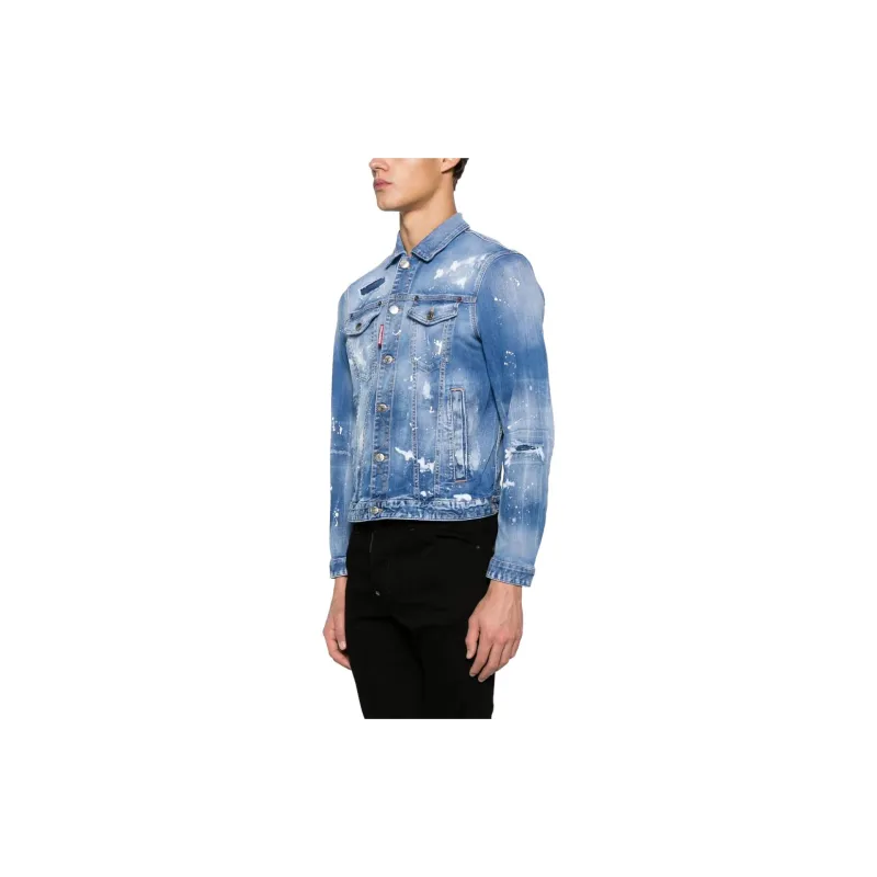 DSQUARED 2 Dan Distressed Faded Effect Denim Jacket-3