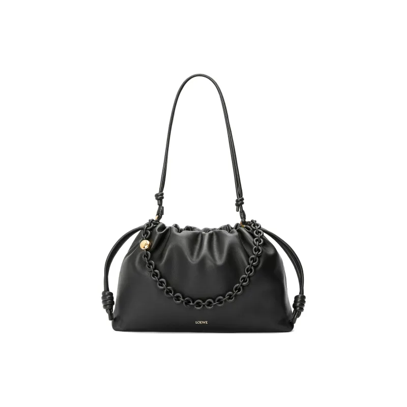 LOEWE Flamenco Soft Nappa Sheep Leather Clutch Large Size Women's Black-2