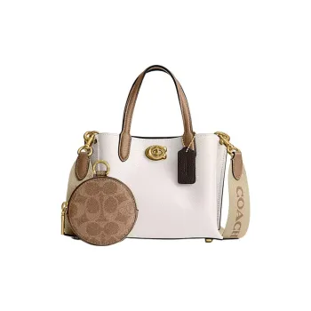 COACH Willow Pebbled Leather One Shoulder Crossbody Bag Tote Bag Shopping Bag Handbag Small Size Women's Light Pink