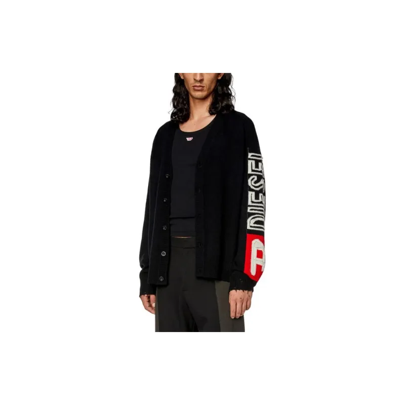DIESEL Logo Intarsia Knit Cardigan-2
