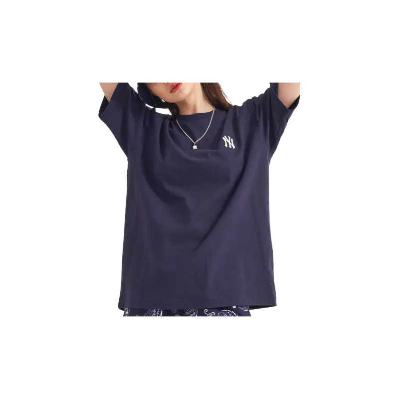 MLB Cashew Flower T Shirts Unisex Navy Blue-3