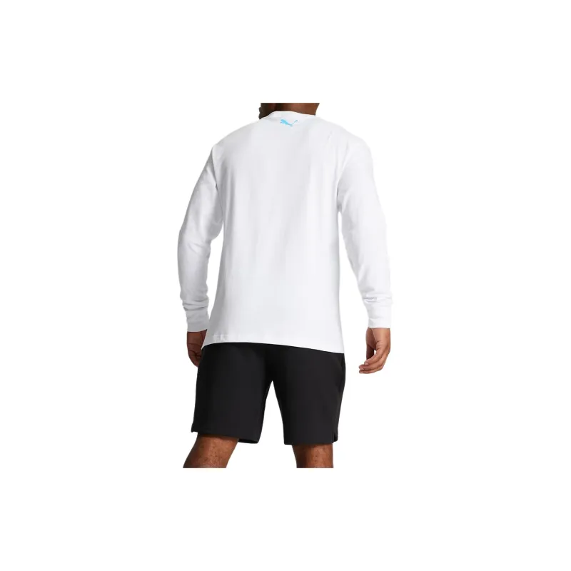 PUMA MELO BLUE HIVE LS TEE T Shirt Men's White-4