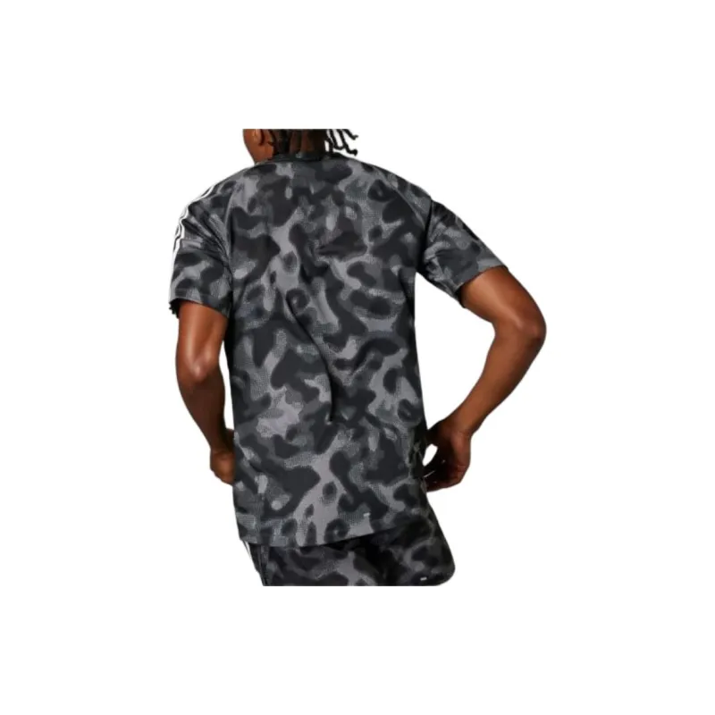 Adidas Own The Run 3-Stripes Allover Print T-Shirt T-Shirt Unisex Gray-1