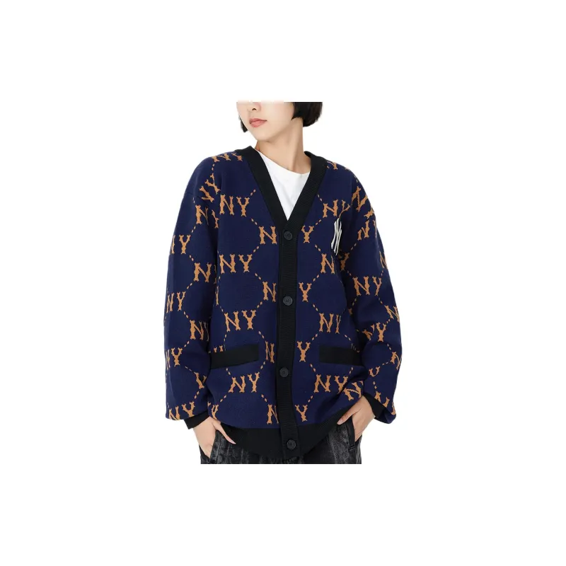 MLB Old Flower Sweaters Unisex Navy Blue-4