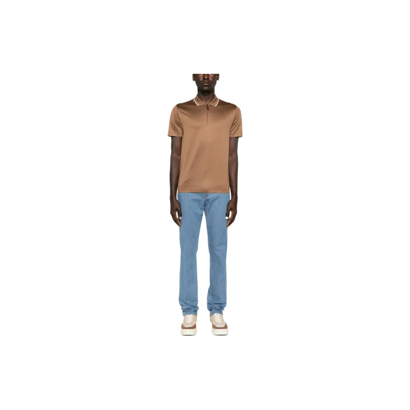Canali Half zip Jersey Polo Shirt-1